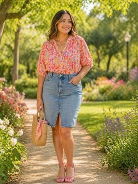 Signature by Levi Strauss & Co. Light Wash Denim Skirt Size 14